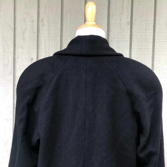 Vintage Jones New York 100% Pure Wool Black Double-Breasted Trench Coat size XL - Picture 9 of 14